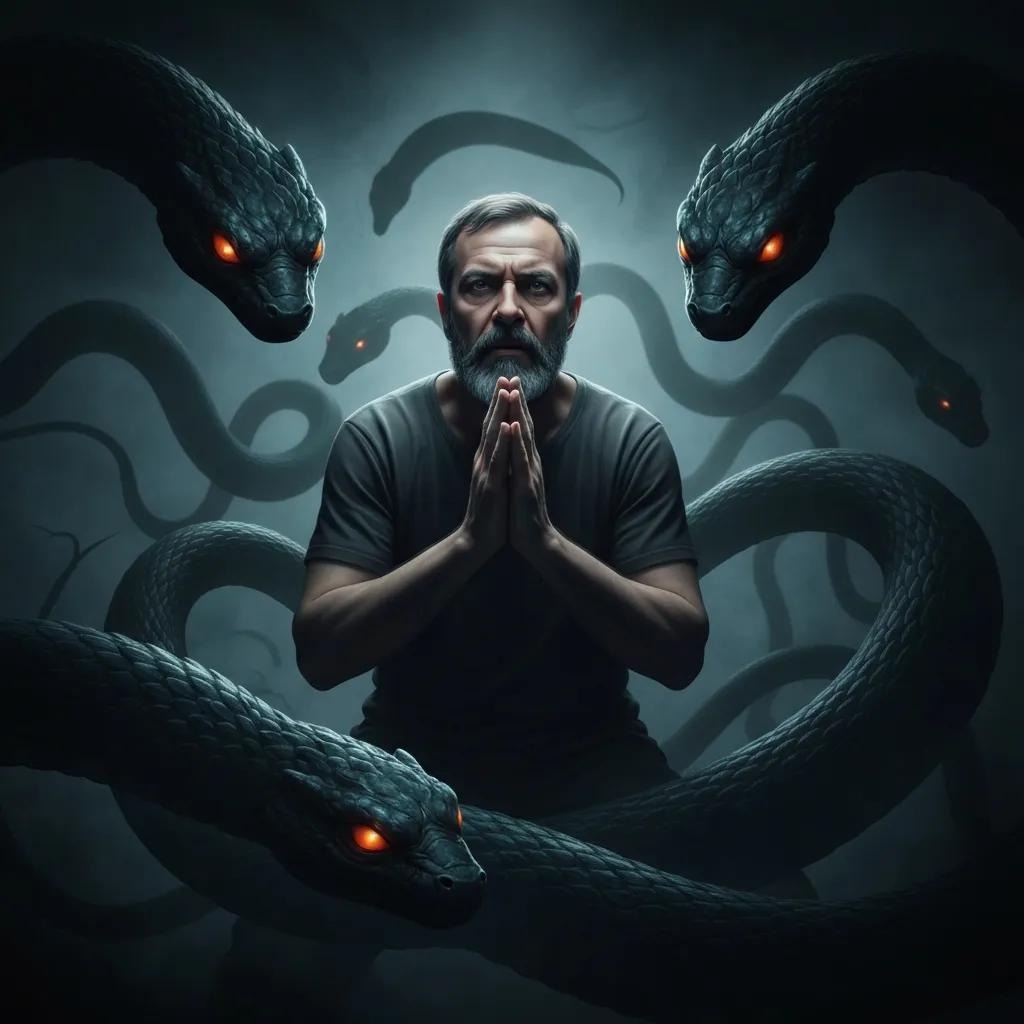 a guy surrounded by nightmare