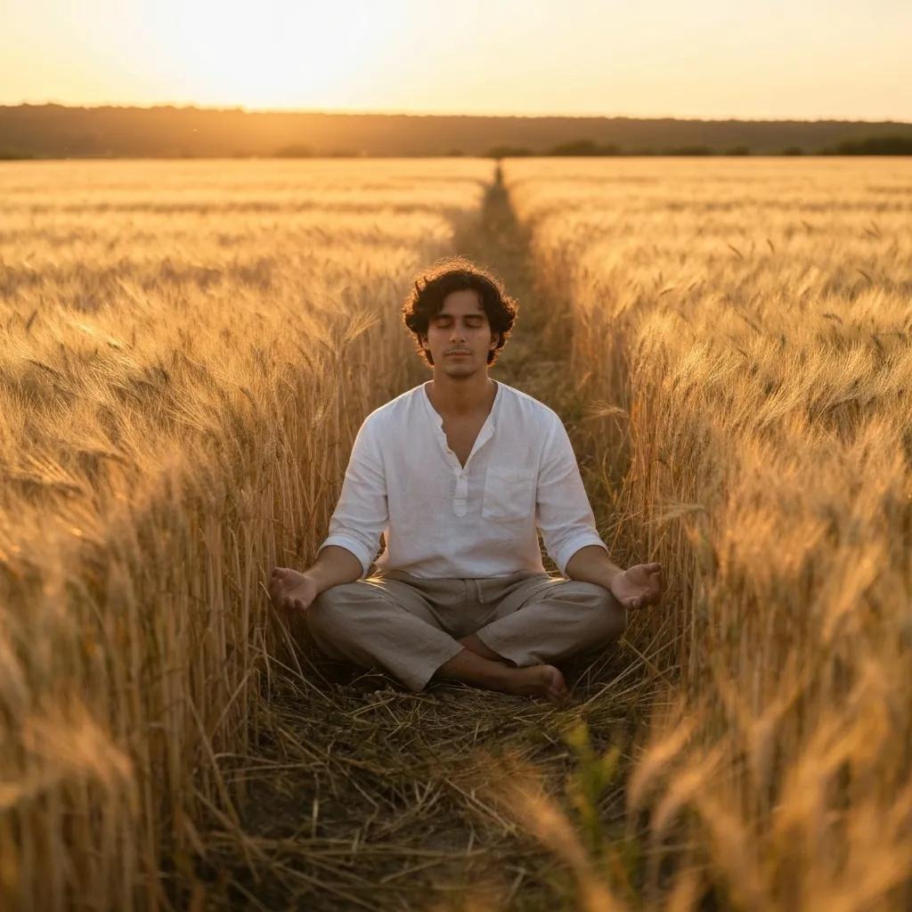 a guy mediating in the field