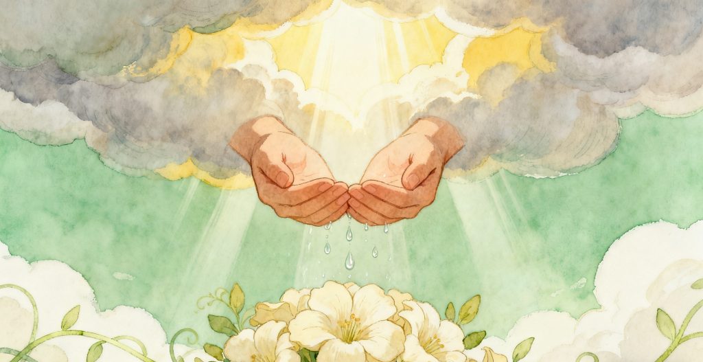 sunny sky, praying for healing