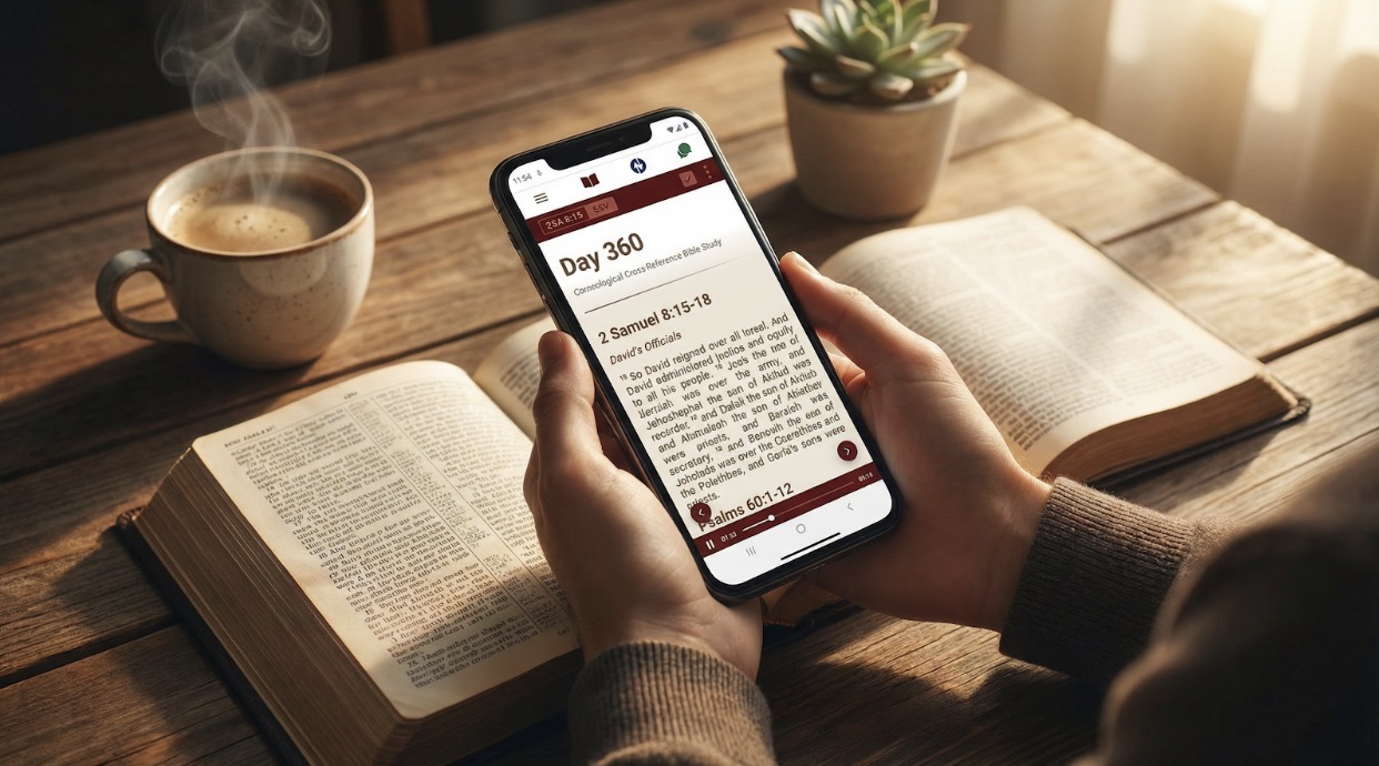 A person holding a phone and a book.